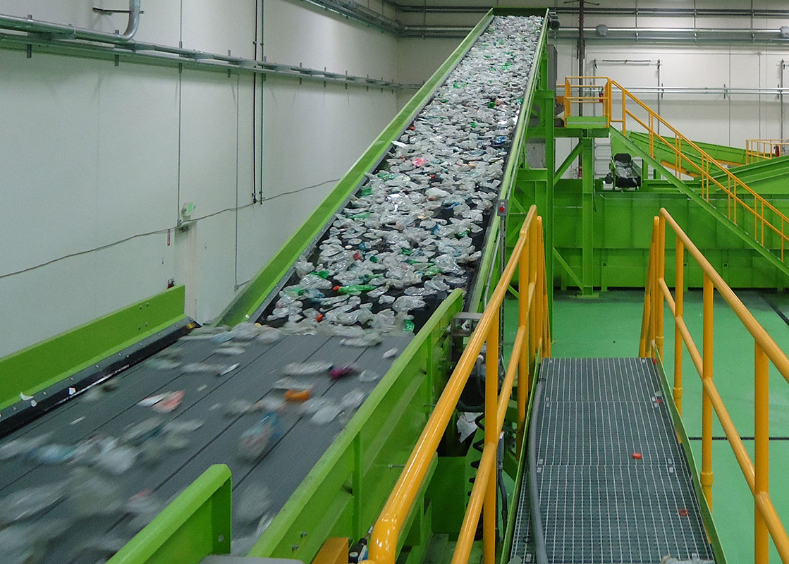 belt conveyor pet recycling installation